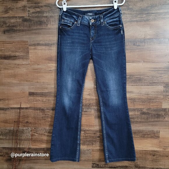 Silver Jeans 29 Suki Bootcut Mid Rise Tummy Control Open Button Flap Western - Picture 3 of 14